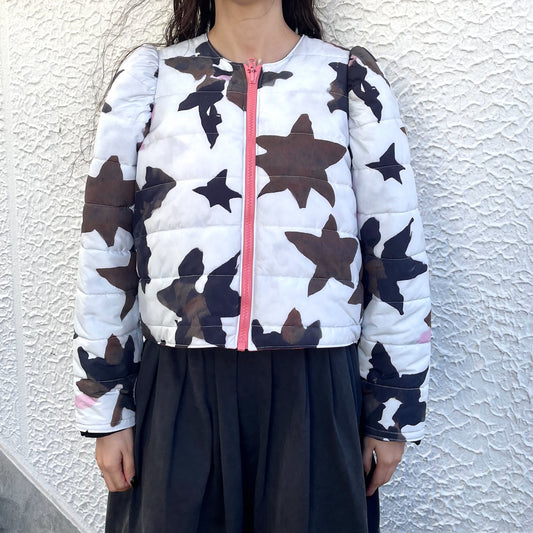 REVERSIBLE PUFFSLEEVE PADDING JACKET / STAR x PINK / リバーシブルパフスリーブ中綿ジャケット
