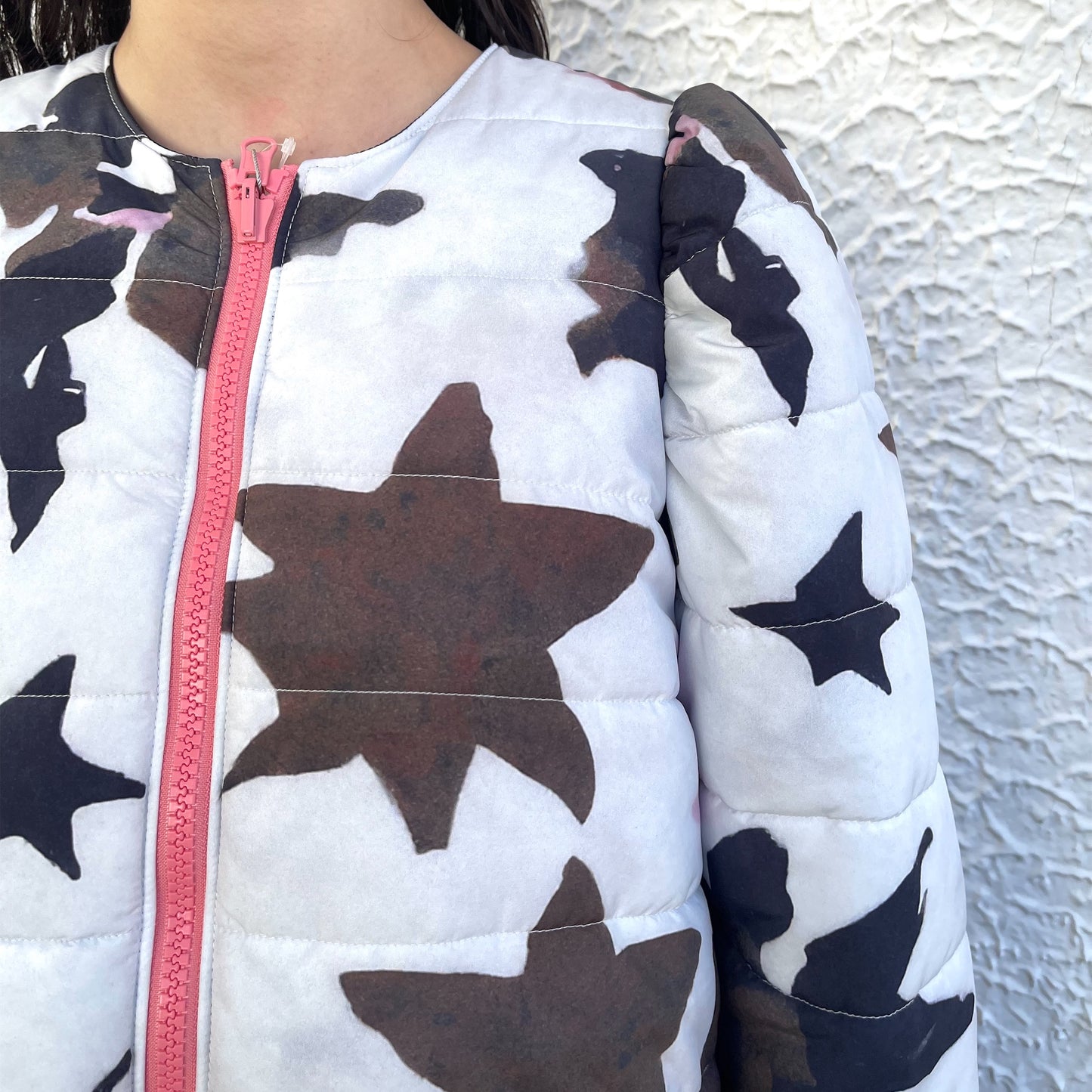 REVERSIBLE PUFFSLEEVE PADDING JACKET / STAR x PINK / リバーシブルパフスリーブ中綿ジャケット