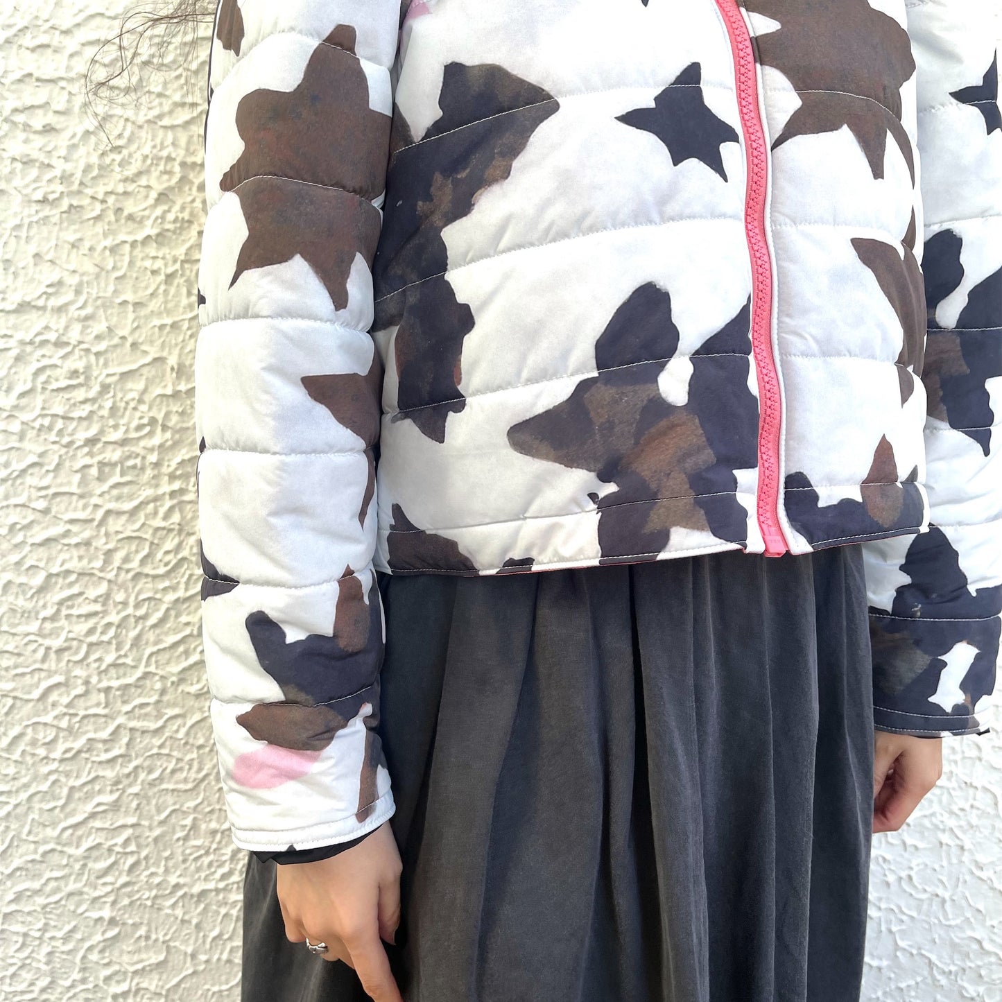REVERSIBLE PUFFSLEEVE PADDING JACKET / STAR x PINK / リバーシブルパフスリーブ中綿ジャケット