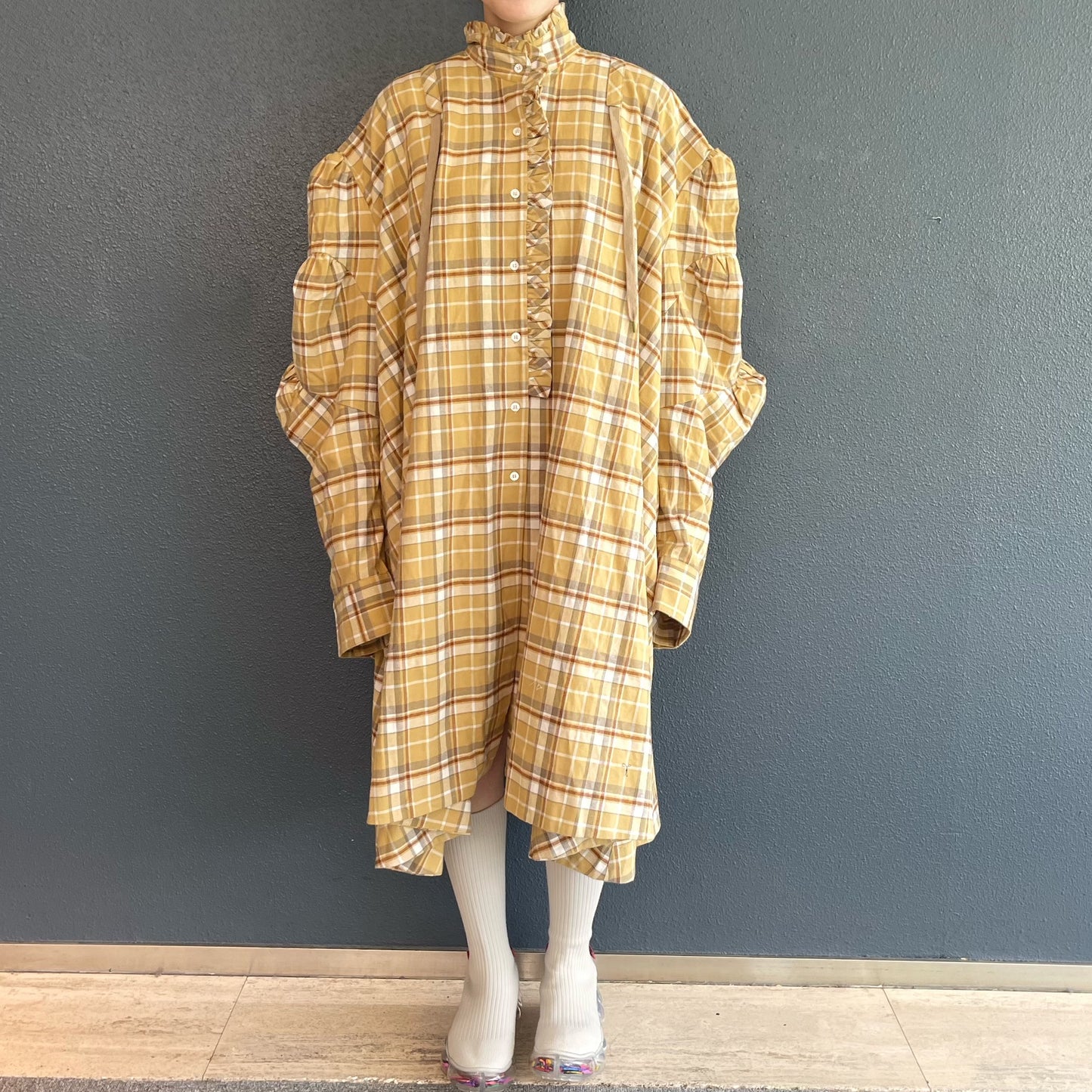 BIG BOUQUET BLOUSE / YELLOW / オーバーサイズシャツドレス
