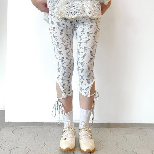 Little bunnies long leggings / Blue / リトルバニーパターンレギンス
