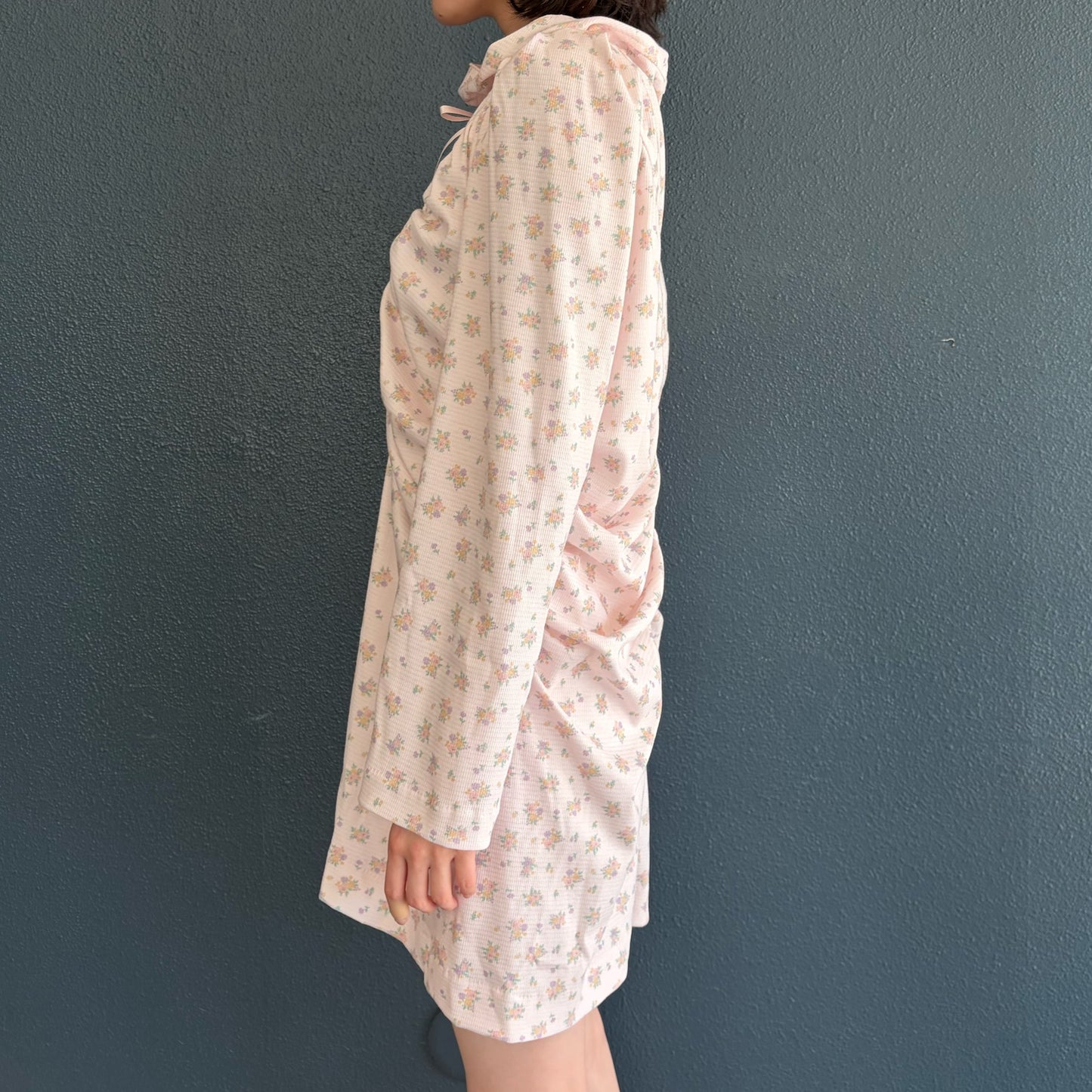 LITTLE NANA'S DRESS / PINK / フラワーパターンギャザーミニドレス