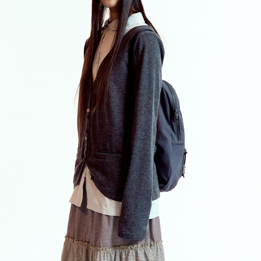 LAYERED SHIRT CARDIGAN / DARK GREY / レイヤードシャツカーディガン