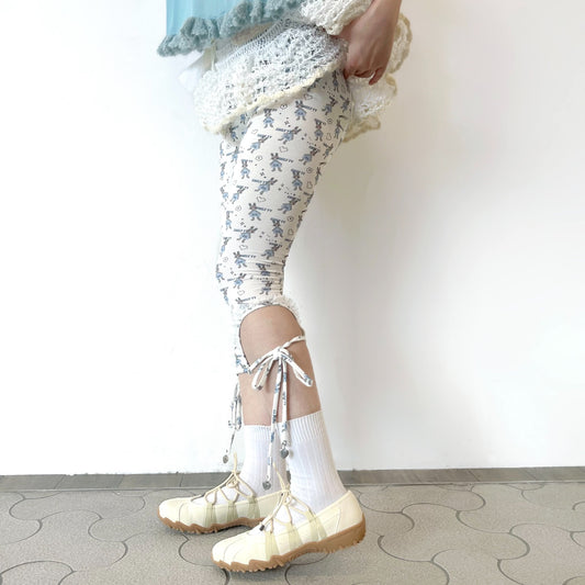 Little bunnies long leggings / Blue / リトルバニーパターンレギンス