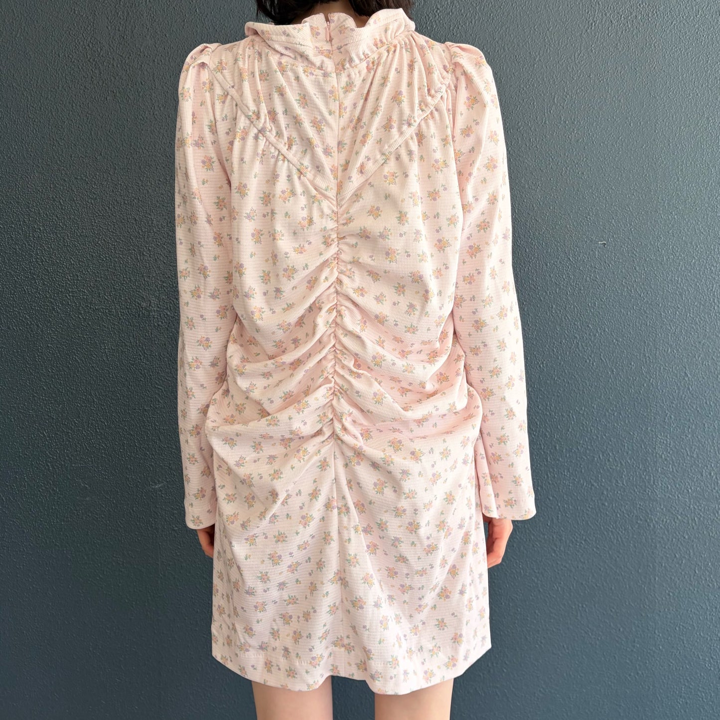 LITTLE NANA'S DRESS / PINK / フラワーパターンギャザーミニドレス