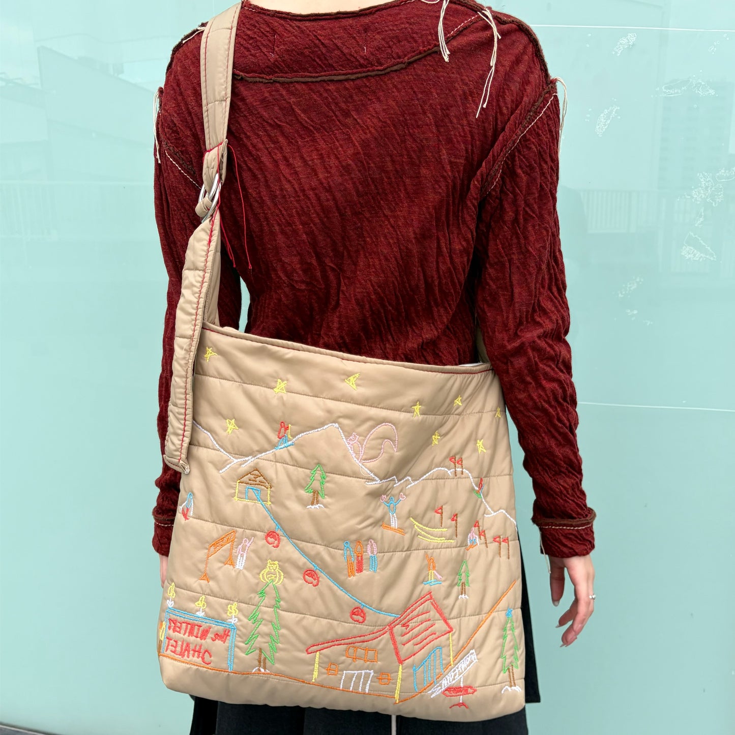 quilting shoulder bag / beige x red / キルティングショルダーバッグ