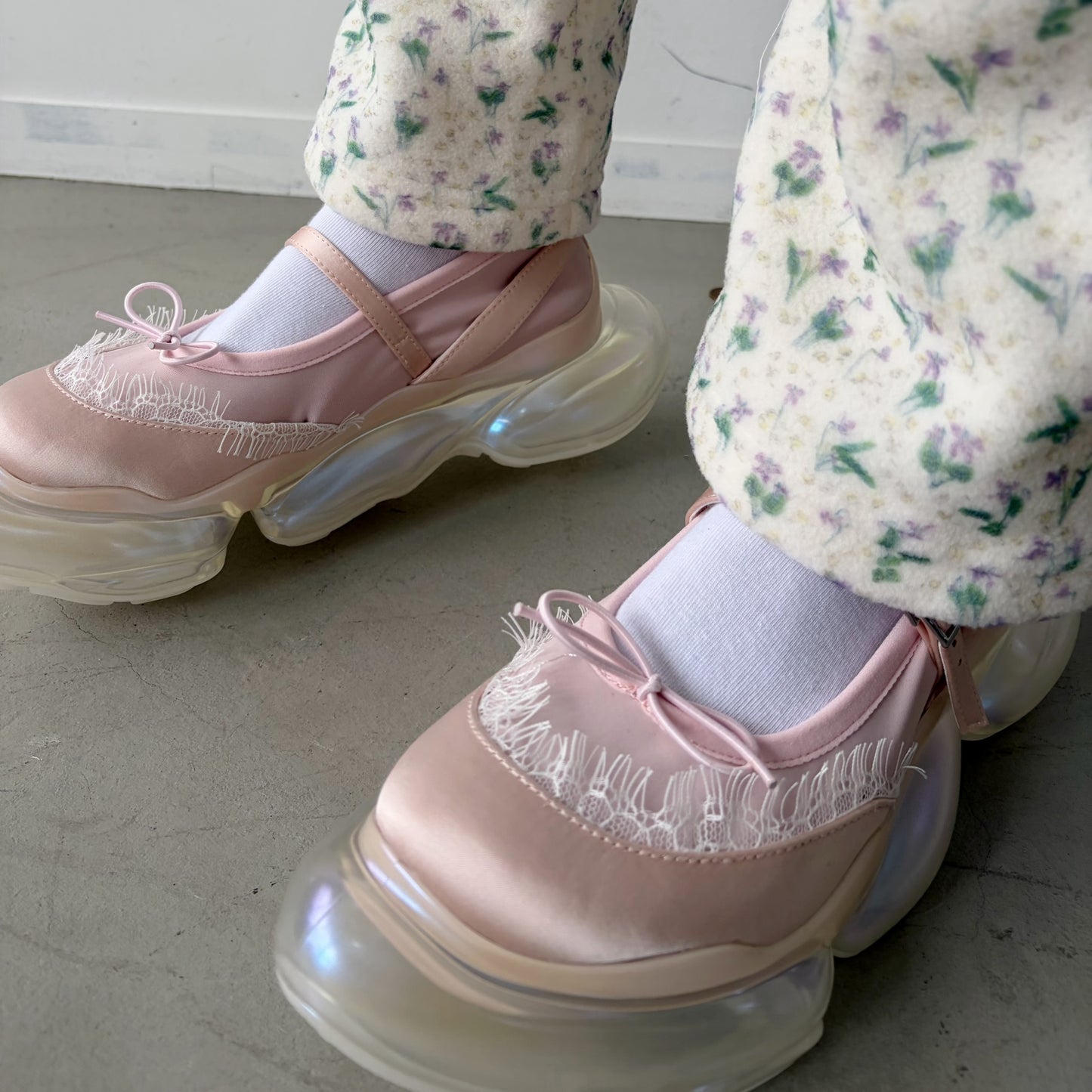 【MIKIOSAKABE】Lotus satin / PINK SATIN / ストラップシューズ