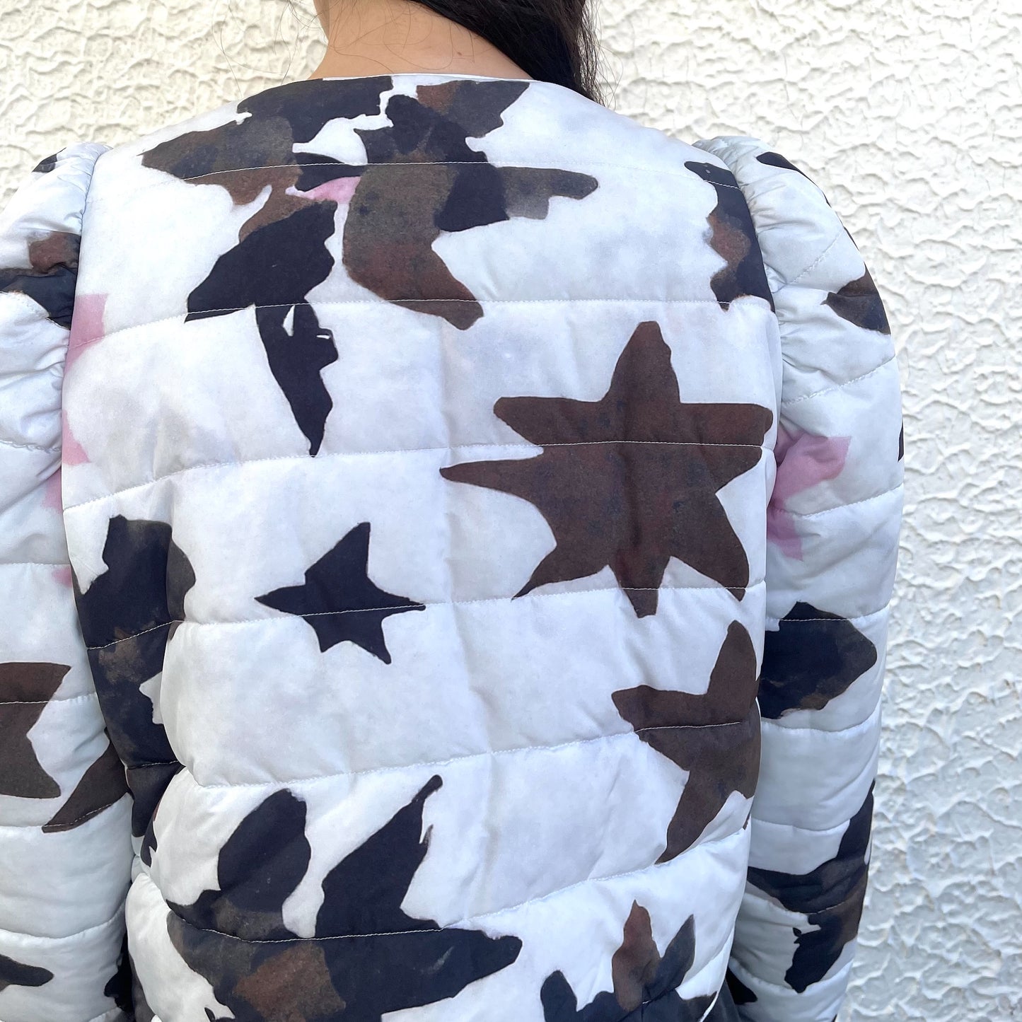 REVERSIBLE PUFFSLEEVE PADDING JACKET / STAR x PINK / リバーシブルパフスリーブ中綿ジャケット