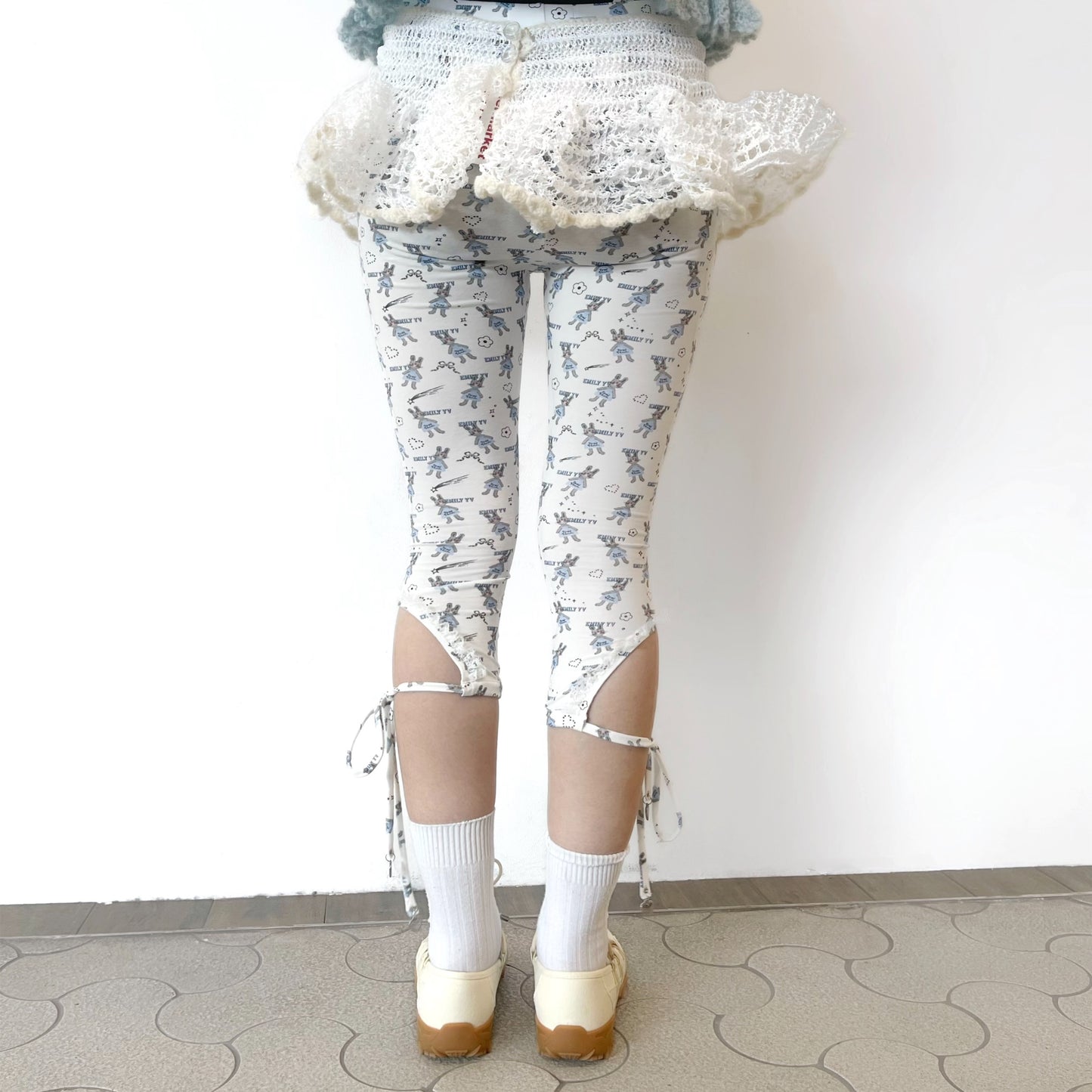 Little bunnies long leggings / Blue / リトルバニーパターンレギンス