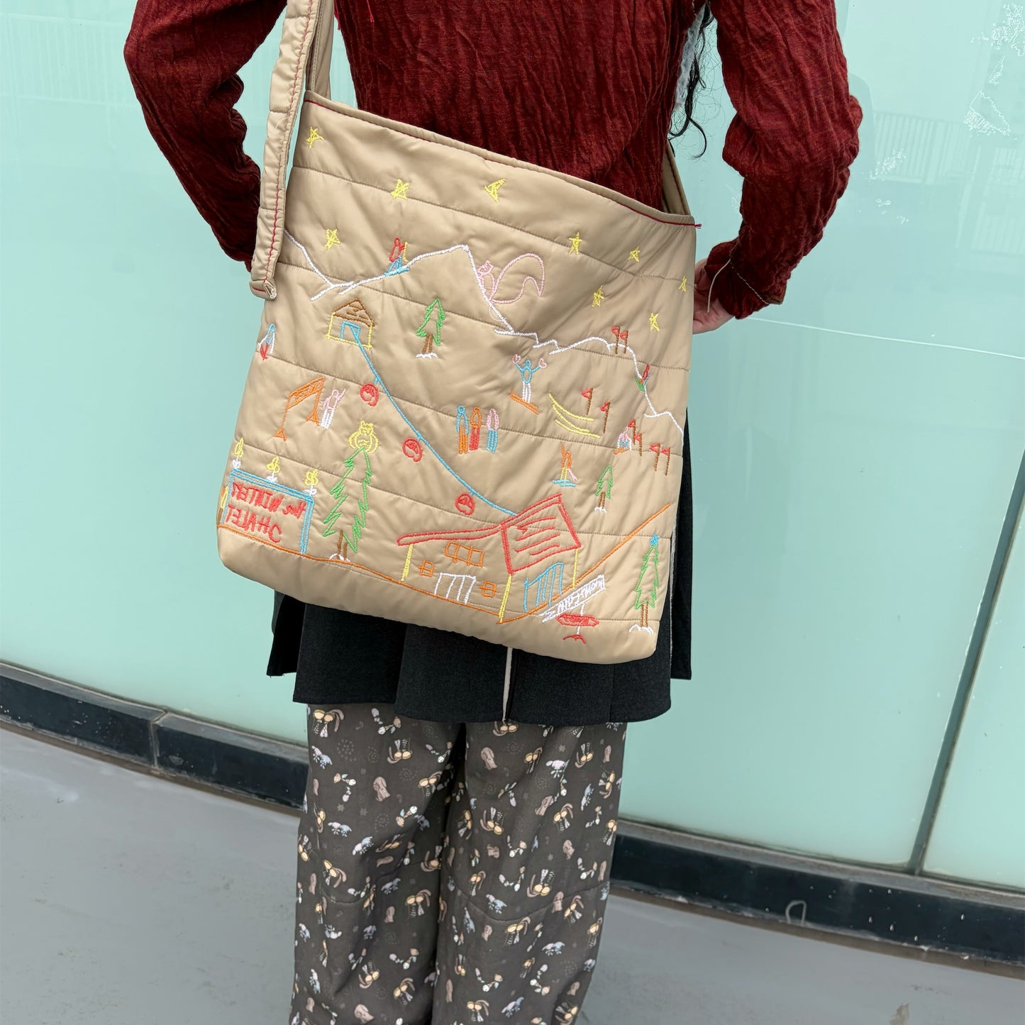 quilting shoulder bag / beige x red / キルティングショルダーバッグ