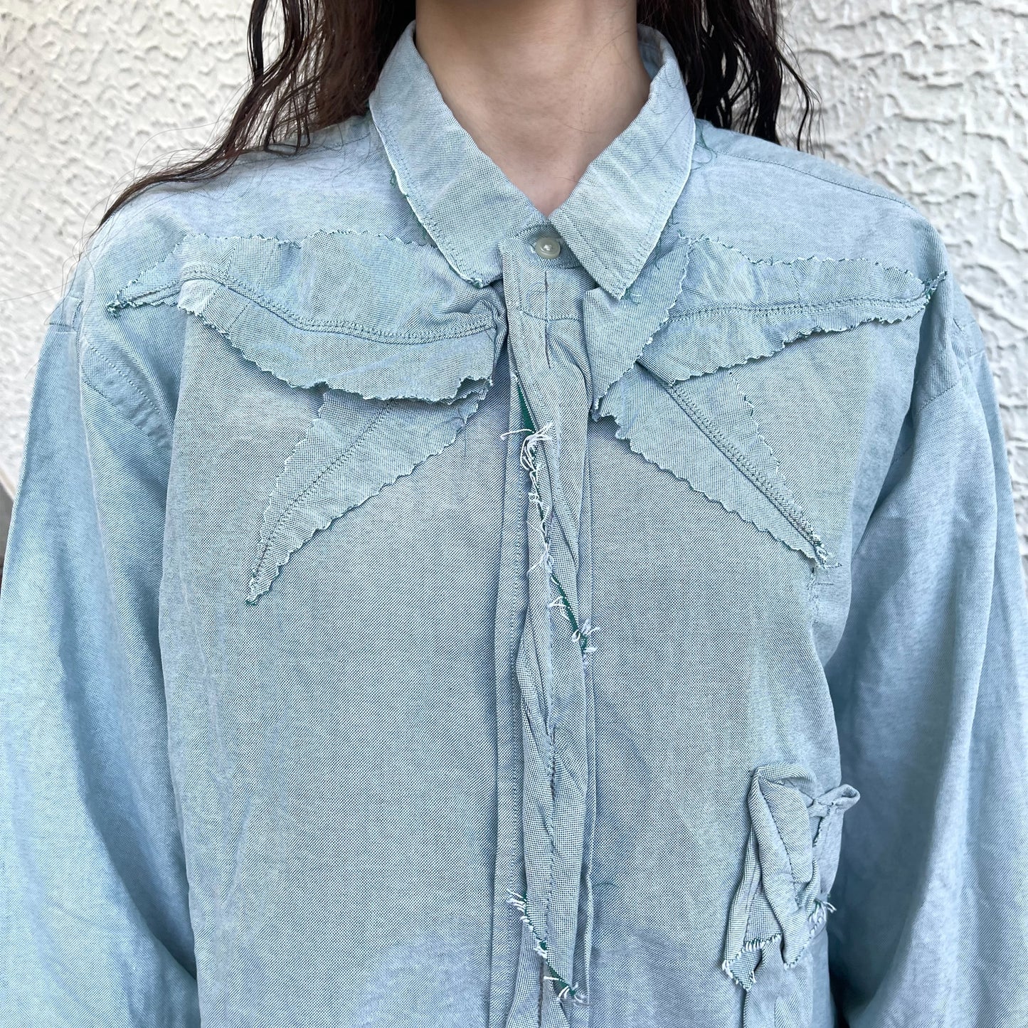 【TONII MONDO】-opposite side flower shirt / Green / フラワーシャツ