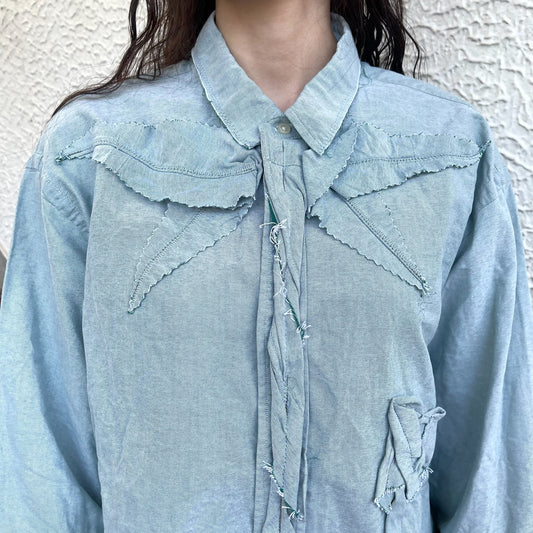 【TONII MONDO】-opposite side flower shirt / Green / フラワーシャツ