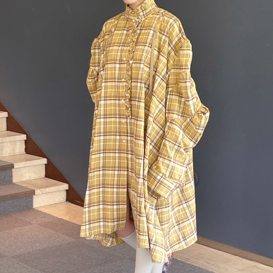 BIG BOUQUET BLOUSE / YELLOW / オーバーサイズシャツドレス