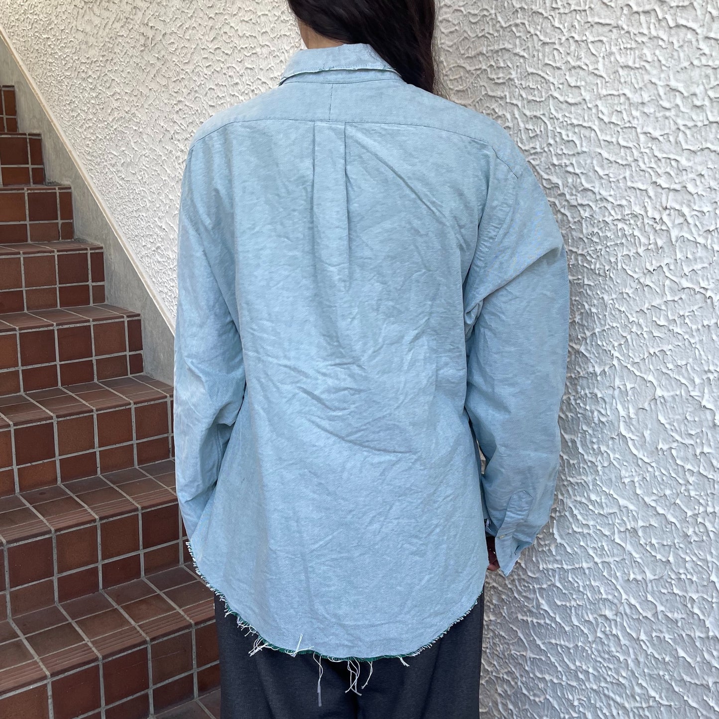 【TONII MONDO】-opposite side flower shirt / Green / フラワーシャツ