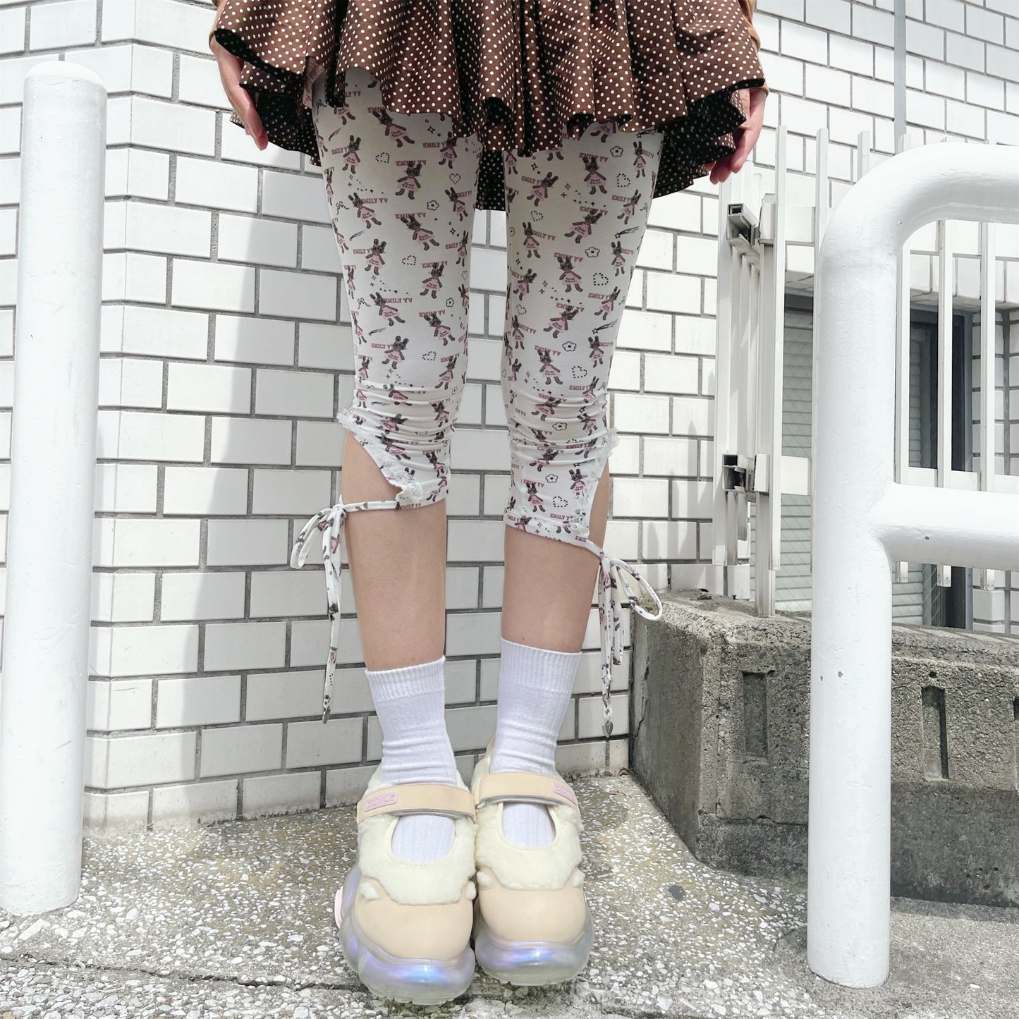 Little bunnies long leggings / Pink / リトルバニーパターンレギンス