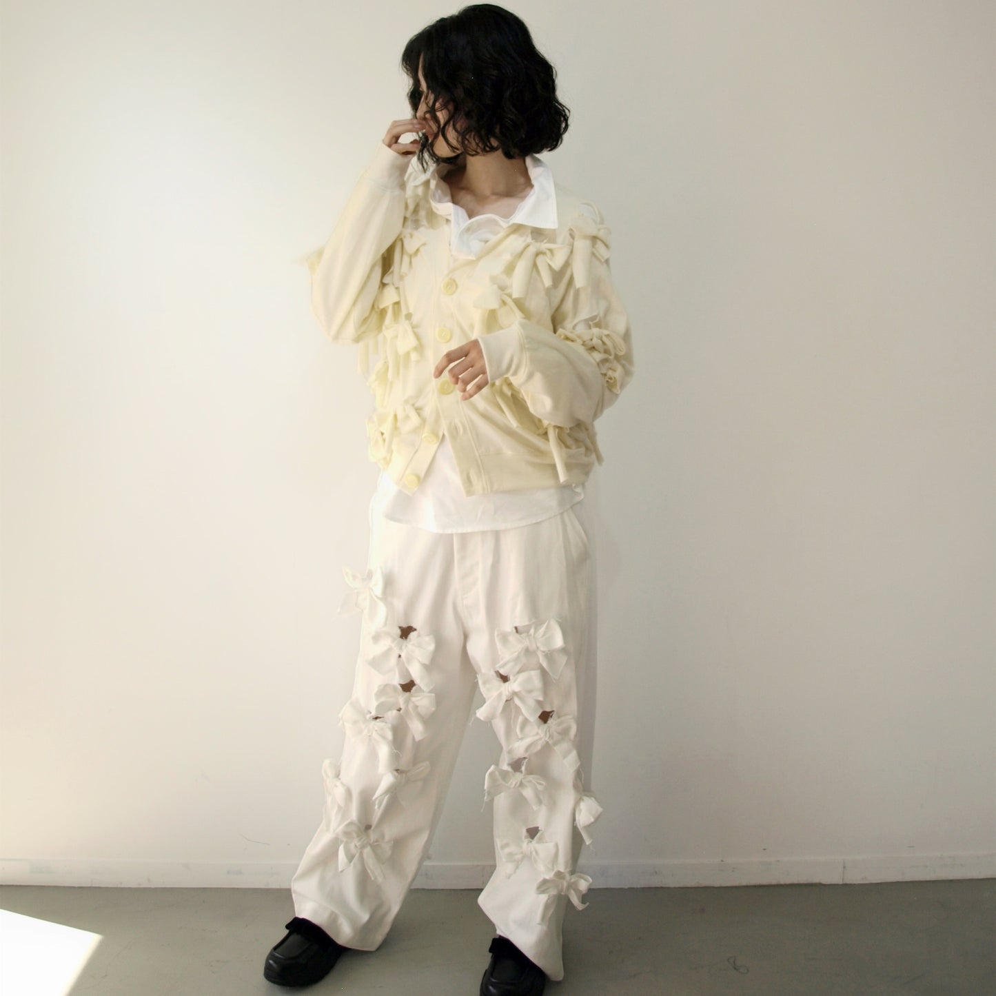 Ribbon cardigan / Off white / リボンカーディガン