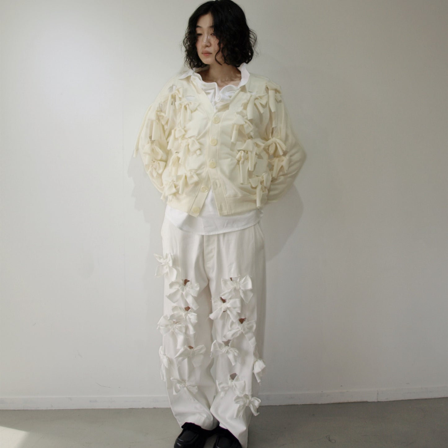 Ribbon cardigan / Off white / リボンカーディガン