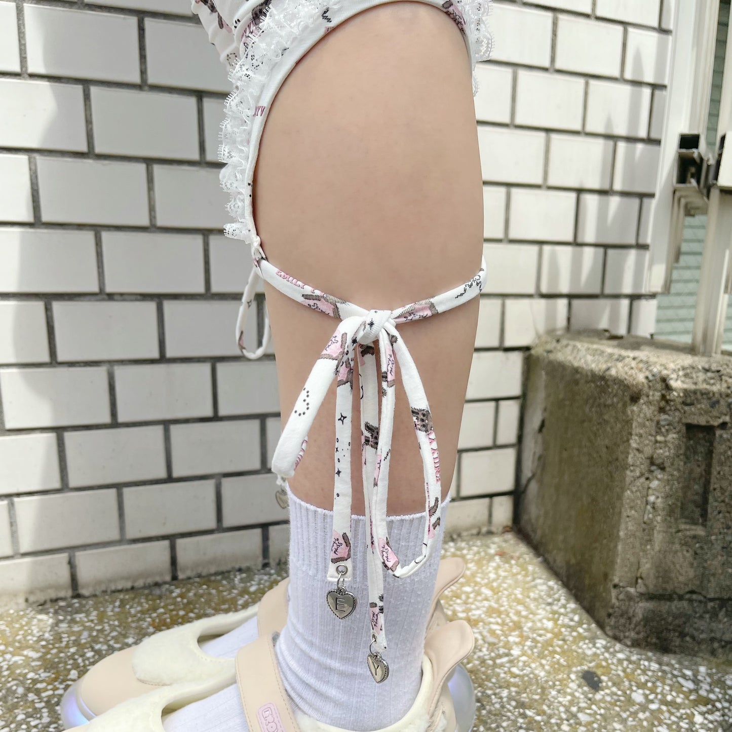 Little bunnies long leggings / Pink / リトルバニーパターンレギンス