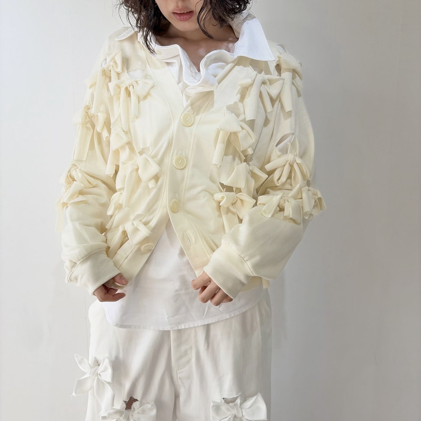 Ribbon cardigan / Off white / リボンカーディガン