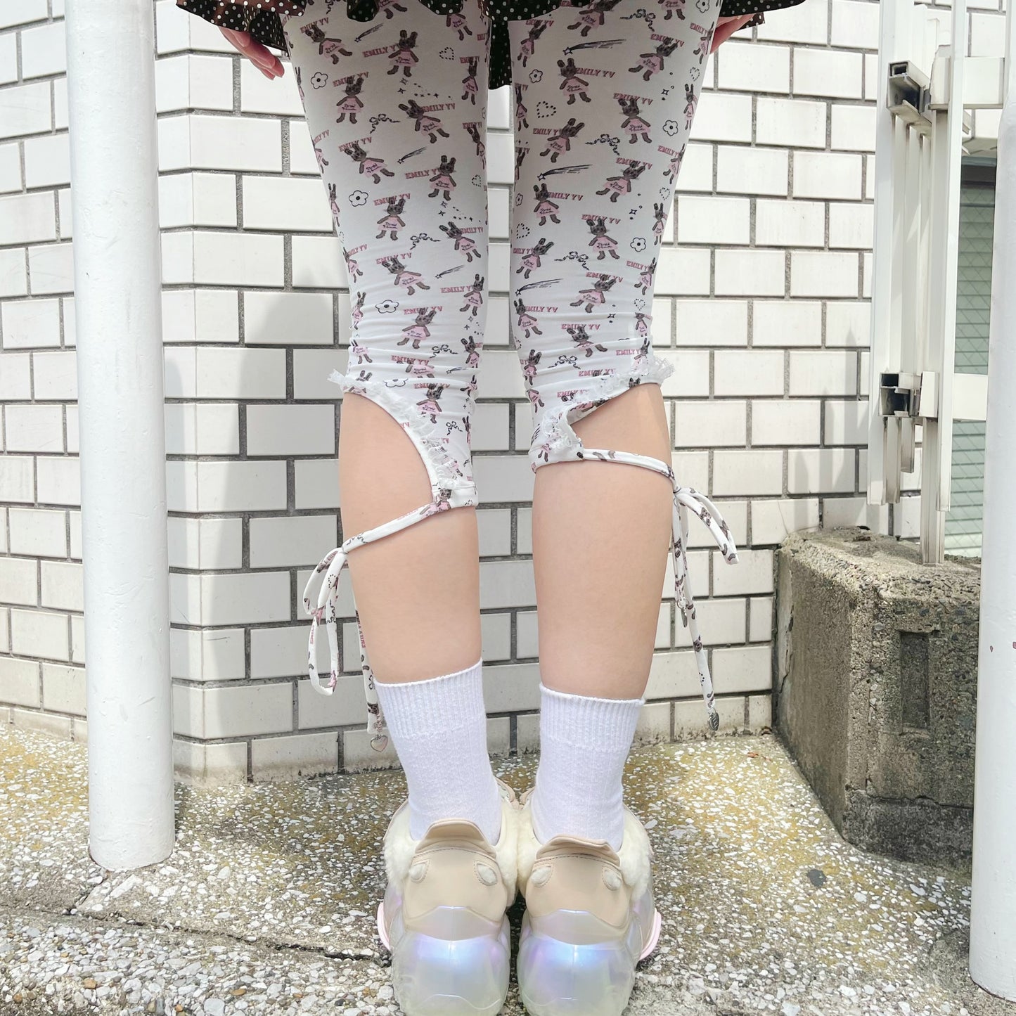 Little bunnies long leggings / Pink / リトルバニーパターンレギンス