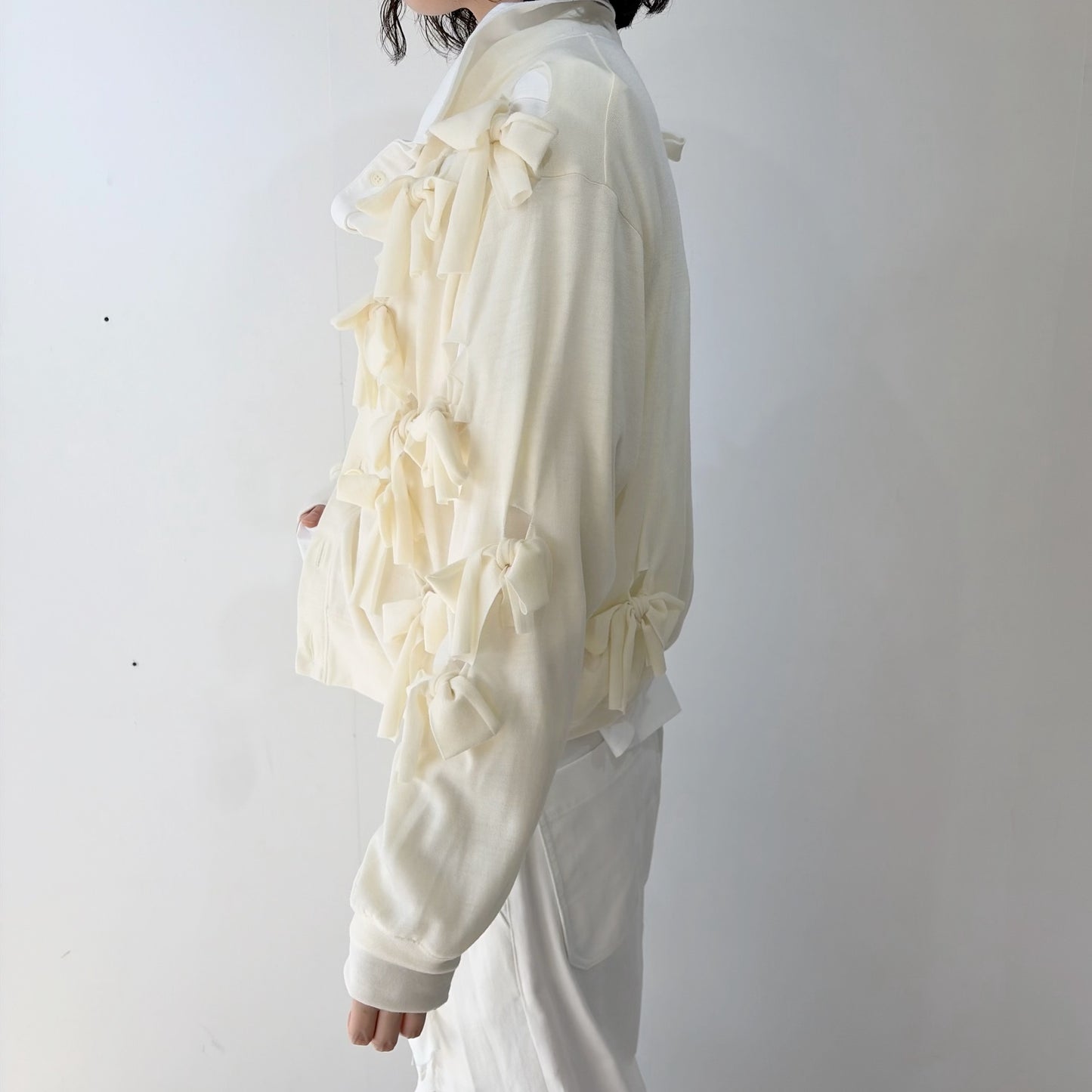Ribbon cardigan / Off white / リボンカーディガン