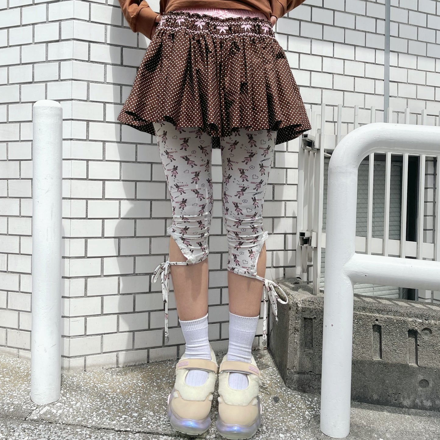 Little bunnies long leggings / Pink / リトルバニーパターンレギンス