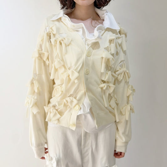 Ribbon cardigan / Off white / リボンカーディガン