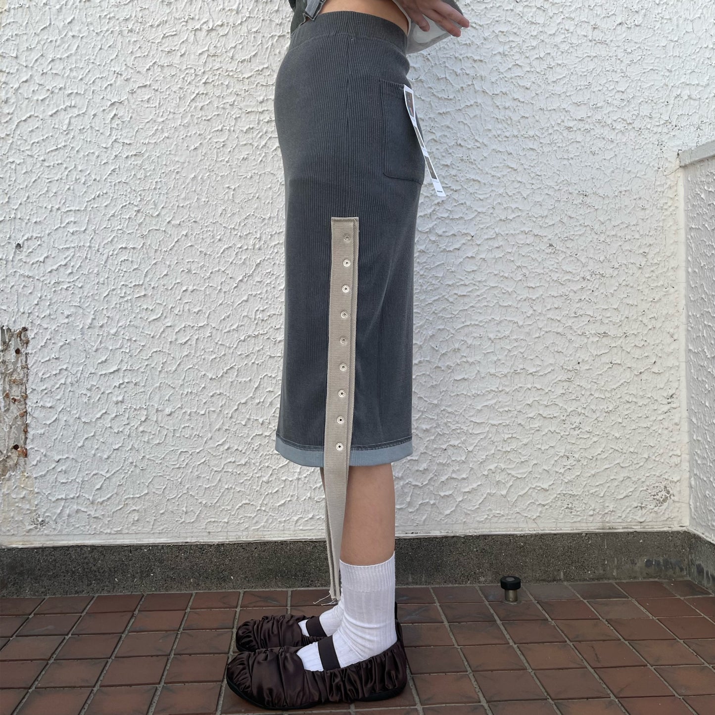CLICK DOT SKIRT / BLUE FOG / テープリブスカート