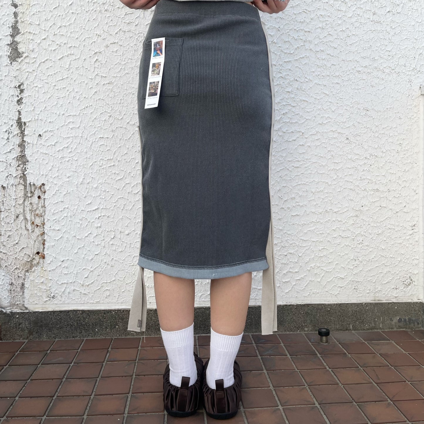 CLICK DOT SKIRT / BLUE FOG / テープリブスカート