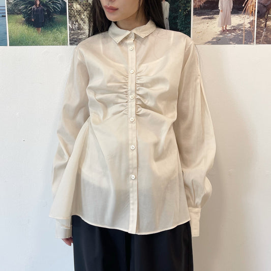 Breeze gather shirt / NUDE BEIGE / ギャザーシャツ