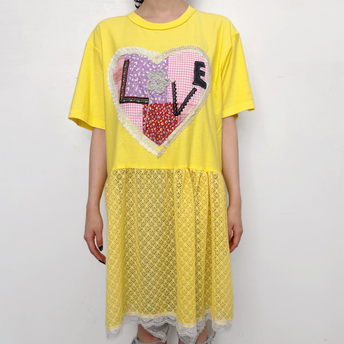 Patchwork T-shirts dress / yellow / パッチワークTシャツドレス