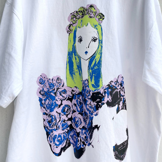 AMY FLOWER CROWN T-SHIRT BIOWASHED / WHITE / MAYA SHIBASAKIコラボレーション