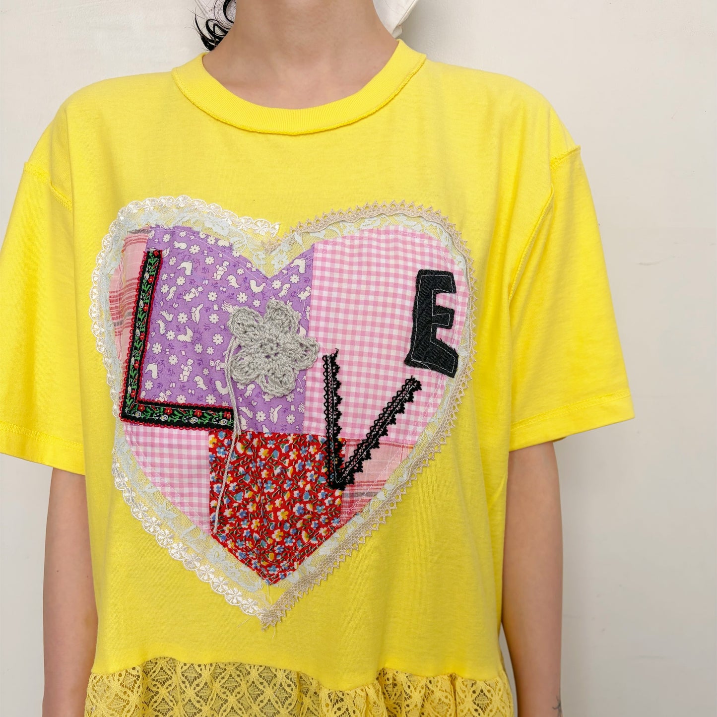 Patchwork T-shirts dress / yellow / パッチワークTシャツドレス