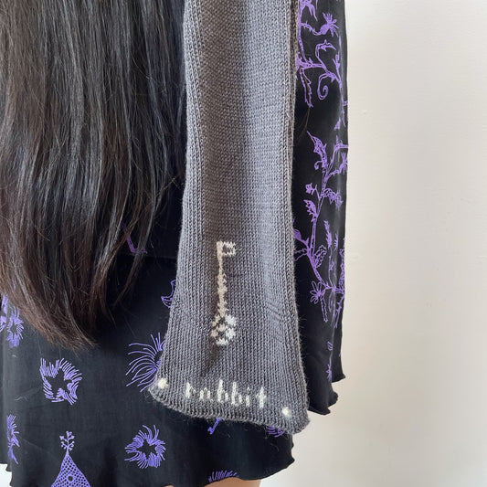 Tildy rabbit key scarf / charcoal gray	/ ニットスカーフ