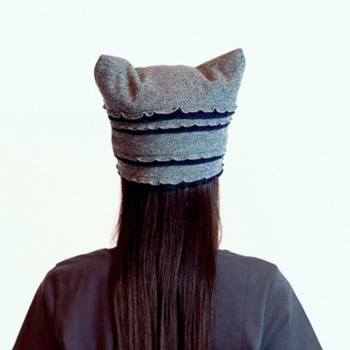 RAW EDGE CAT BEANIE / MELANGE GREY / 切りっぱなしキャットビーニー