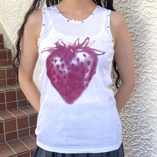 Strawberry studded tank / エアブラシTシャツ