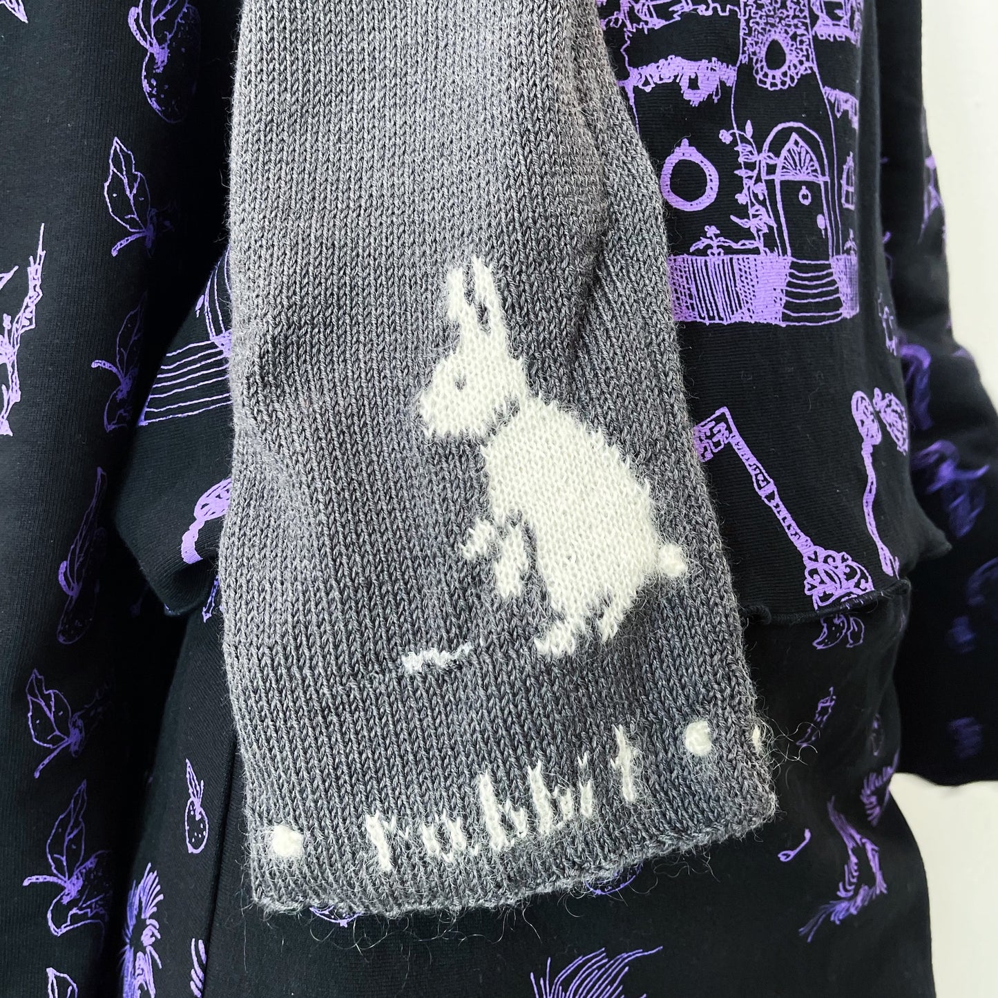 Tildy rabbit key scarf / charcoal gray /ニットスカーフ