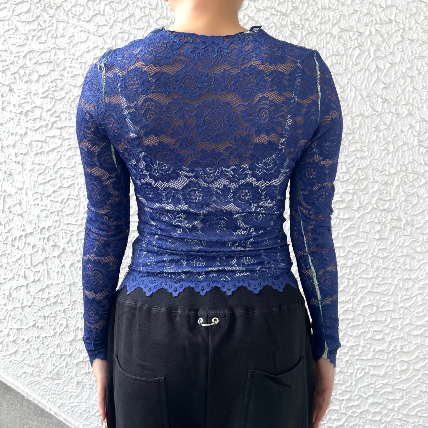 LACE DIRECT PRINT CUTSEW / BLUE / レースダイレクトプリントカットソー