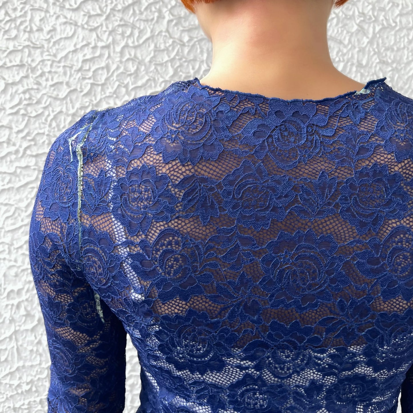 LACE DIRECT PRINT CUTSEW / BLUE / レースダイレクトプリントカットソー