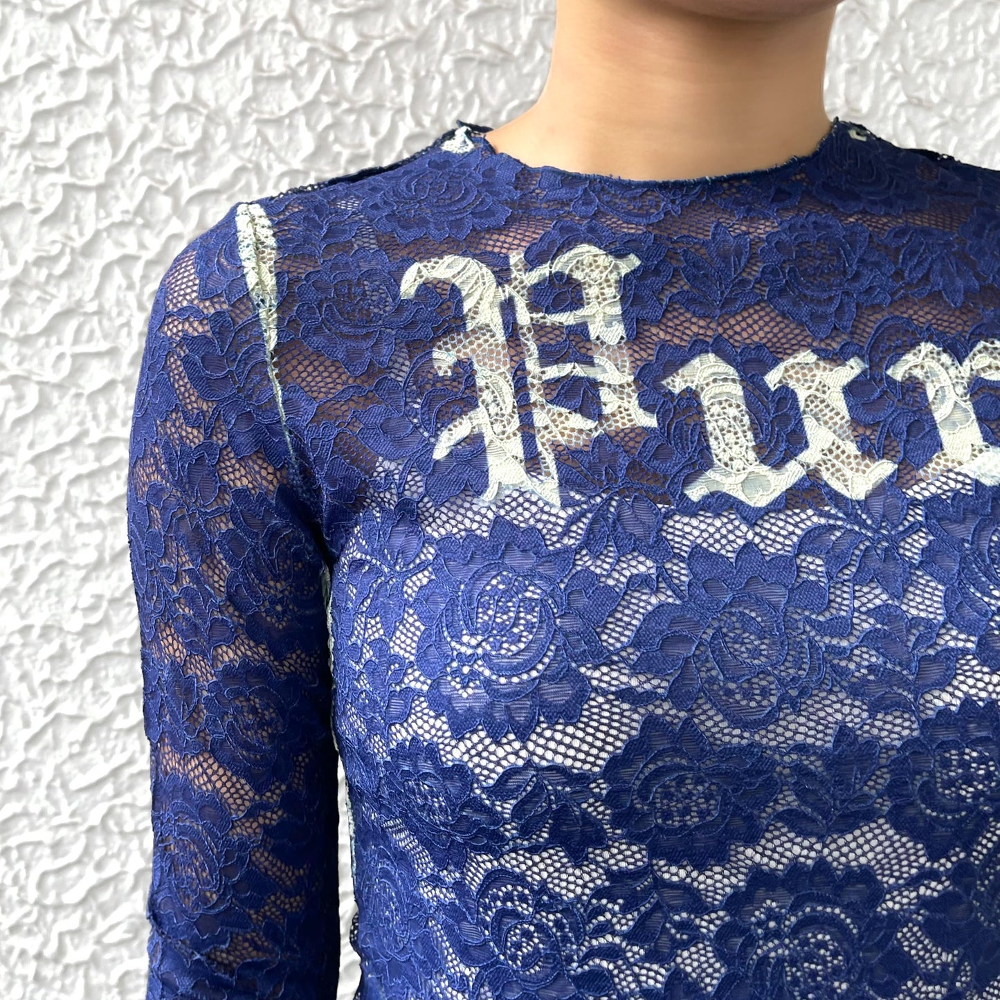 LACE DIRECT PRINT CUTSEW / BLUE / レースダイレクトプリントカットソー