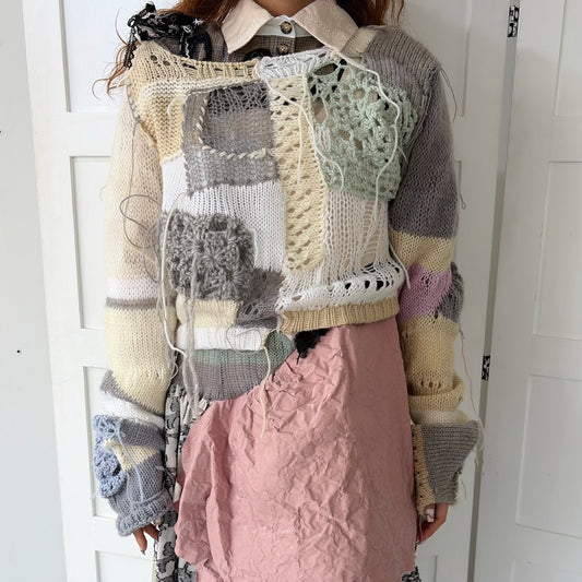 Patchwork knit jumper / Mix / パッチワークニット