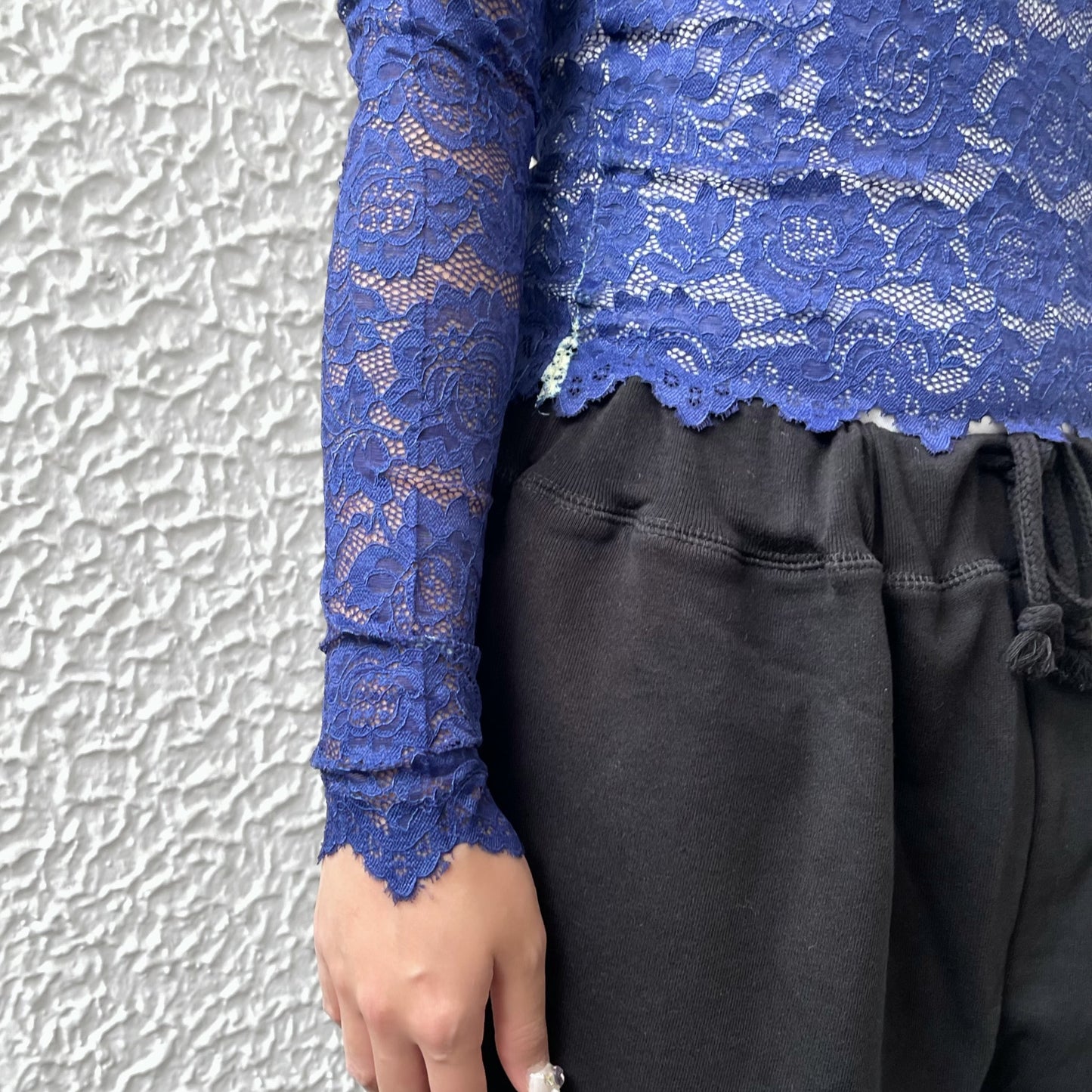 LACE DIRECT PRINT CUTSEW / BLUE / レースダイレクトプリントカットソー