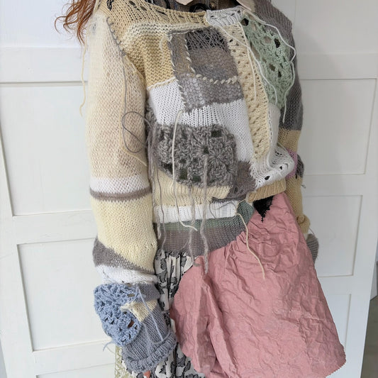 Patchwork knit jumper / Mix / パッチワークニット