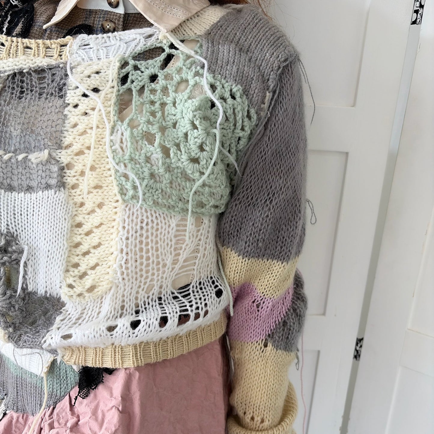 Patchwork knit jumper / Mix / パッチワークニット