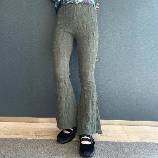 SHRUNK-KNIT LEGGING PANTS / KHAKI / シュリンクパンツ