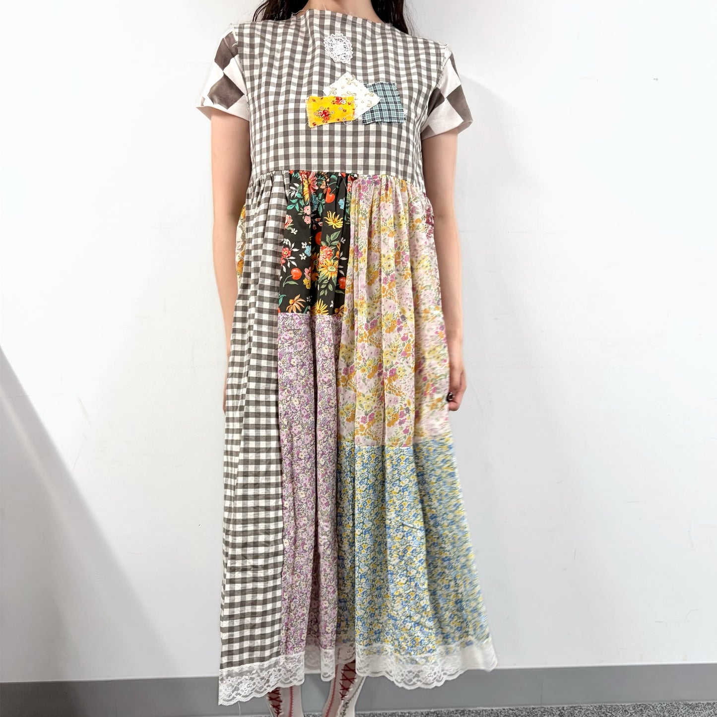 patch work lace dress / mix / パッチワークレースドレス