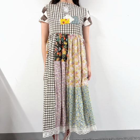 patch work lace dress / mix / パッチワークレースドレス
