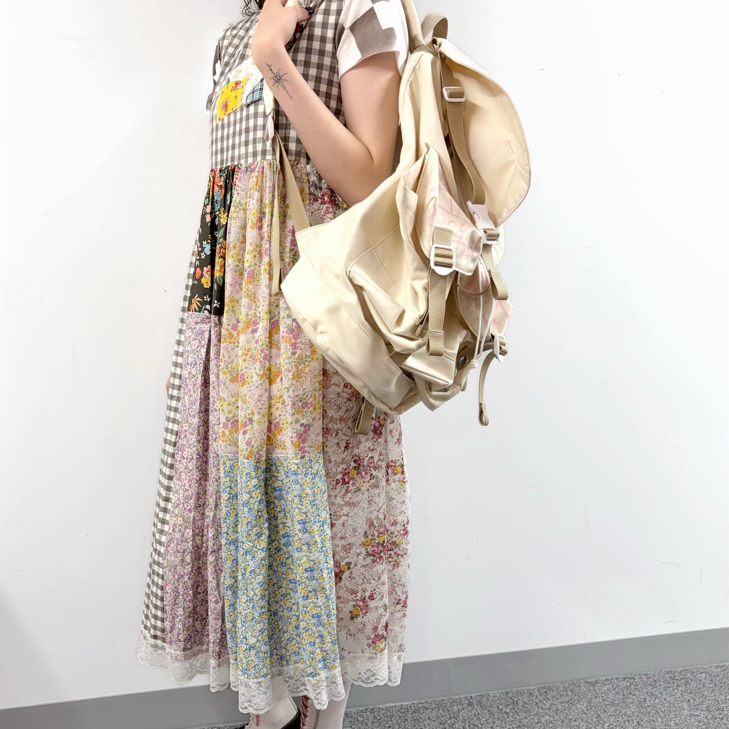 patch work lace dress / mix / パッチワークレースドレス