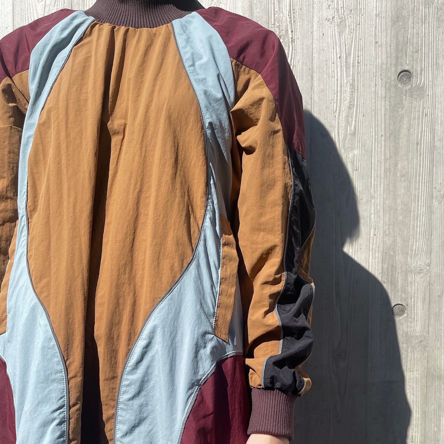 SWITCHING NYLON ONE-PIECE / MUSTARD x BLUE / 切り替えナイロンワンピース