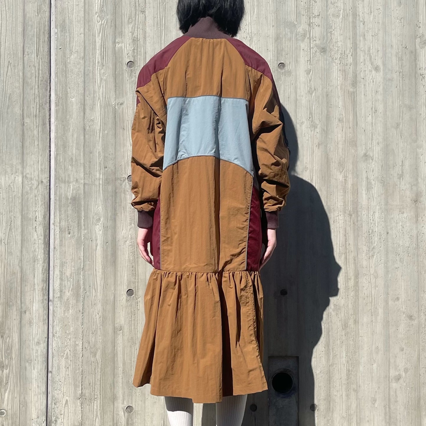 SWITCHING NYLON ONE-PIECE / MUSTARD x BLUE / 切り替えナイロンワンピース